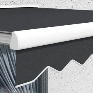 Toldo retráctil negro y blanco
