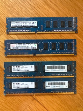 Módulos RAM DDR3 2GB diferentes velocidades