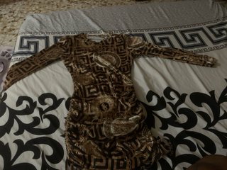 Vestido estampado beige y marrón