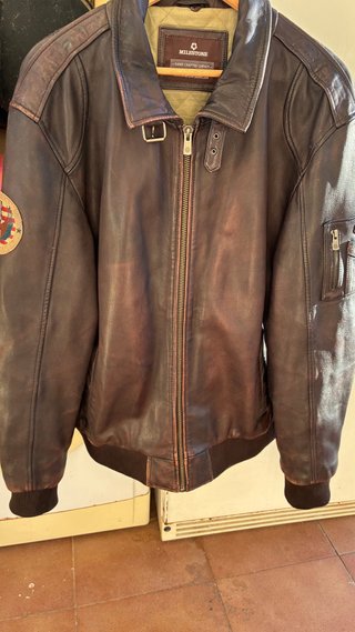 Chaqueta de cuero Milestone marrón