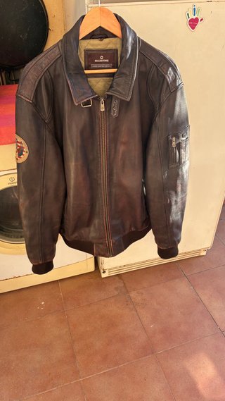 Chaqueta de cuero Milestone marrón