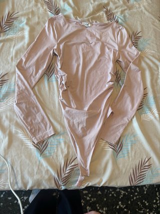 Body C&A manga larga rosa talla S