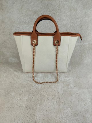Bolso Tote Blanco y Marrón