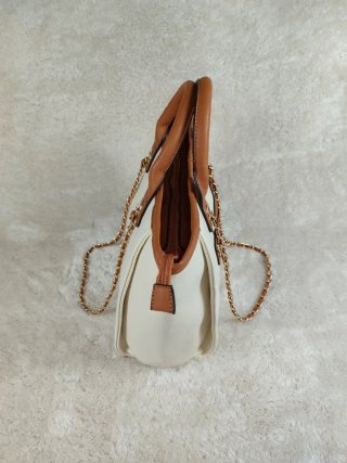 Bolso Tote Blanco y Marrón