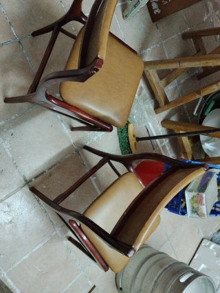 Lote 6 Sillas Vintage Madera y Piel