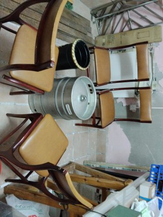 Lote 6 Sillas Vintage Madera y Piel