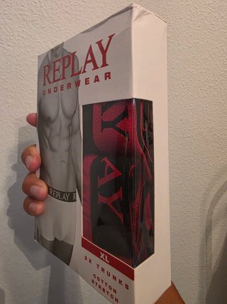 Replay Boxer XL Negro/Rojo Algodón Elástico