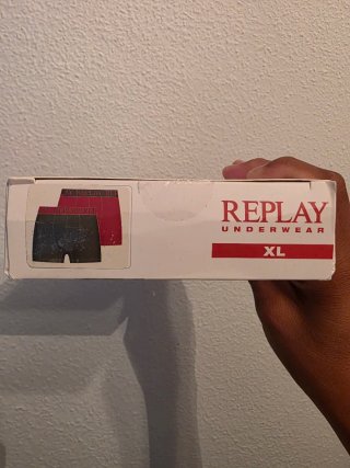 Replay Boxer XL Negro/Rojo Algodón Elástico