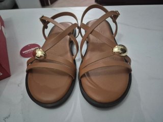 Sandalias Wonders Marrones y Doradas de piel