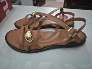 Sandalias Wonders Marrones y Doradas de piel
