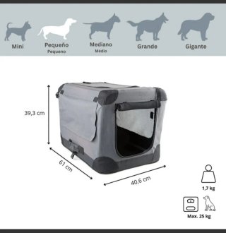Transportín perro plegable gris