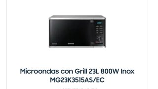Microondas Samsung 23L 800W Grill MG23K3515AS/EC
