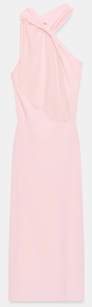 Vestido rosa fruncido halter