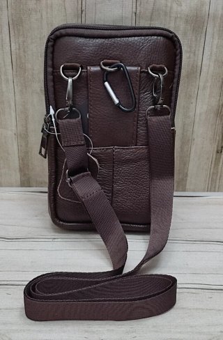 OFERTA BOLSO RIÑONERA BANDOLERA PIEL MARRON. MÓVIL
