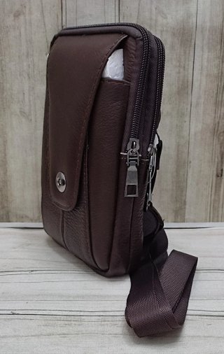 OFERTA BOLSO RIÑONERA BANDOLERA PIEL MARRON. MÓVIL