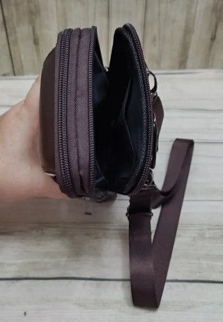 OFERTA BOLSO RIÑONERA BANDOLERA PIEL MARRON. MÓVIL