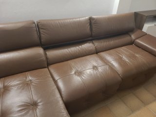 Sofá Chaise Longue Piel Marrón