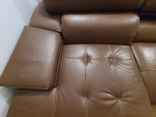 Sofá Chaise Longue Piel Marrón