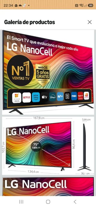 TV LG 75 4K Nanocell Smart TV HDR10