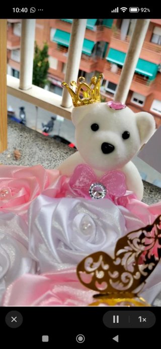 Cajita personalizada con osito y rosas