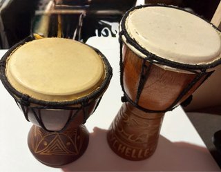 Lote 2 Tambores Africanos Madera Artesanales