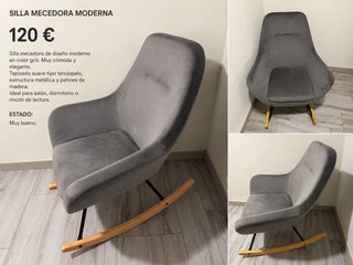 Sedia a Dondolo Moderna Grigia