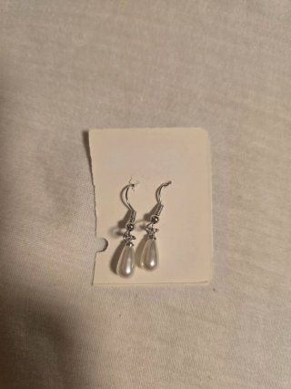 Lote 2 pares pendientes colgantes perla,