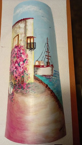 Teja decorativa pintada a mano