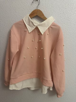Camisa infantil perlas y cuello blanco