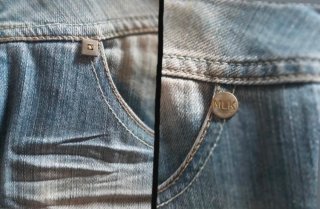 Bermudas cós alto em ganga