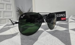 Gafas Ray-Ban Aviator Negro Lente Verde Talla 61