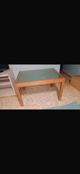 Mesa madera y cristal 120x90, se abre el doble