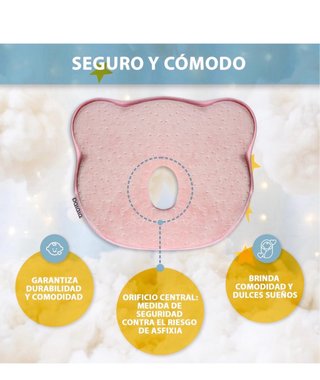 Cojín Antiplagiocefalia Bebé Rosa