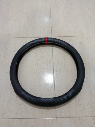 Funda Volante Deportiva Carbono y Piel Roja