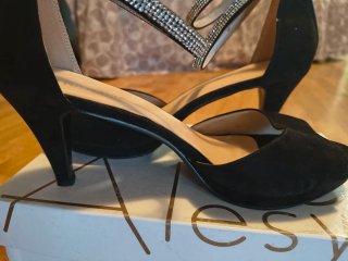 Tacco 8cm Scarpe con tacco nero con strass
