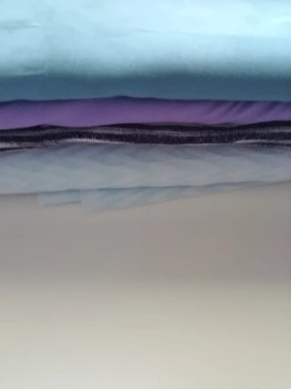 Lotes de tela: morado, turquesa y rayas