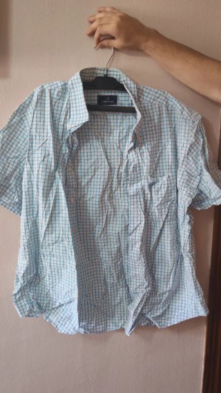 Camisa Cortefiel cuadros azul y blanco