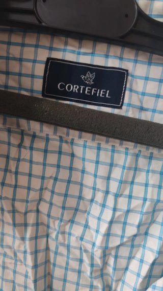 Camisa Cortefiel cuadros azul y blanco