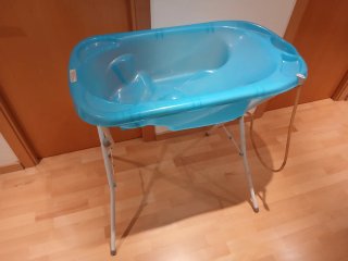 Bañera bebé Jane azul con soporte