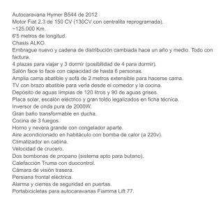 Autocaravana integral Hymer B544 de 2012