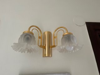 Lámpara de pared dorada con tulipas