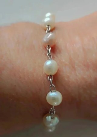 Pulseras Plata Ley Perlas
