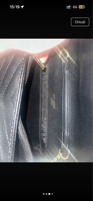 Borsa Saint Laurent Chevron Nera Oro
