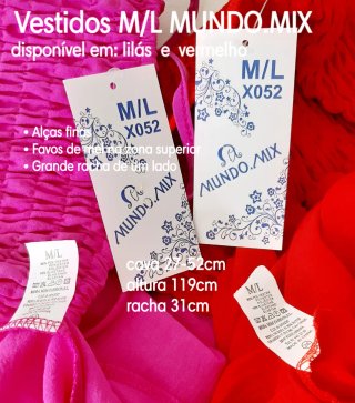 Vestidos M/L longos MUNDO.MIX com racha - unidade