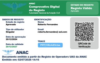 Cartão PVC Piloto Drone Certificado EASA