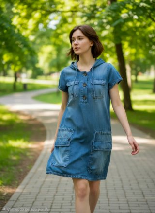 Vestido ganga com capuz