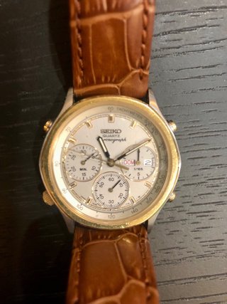 Reloj Seiko Quartz Chronograph Vintage Marrón/Dora