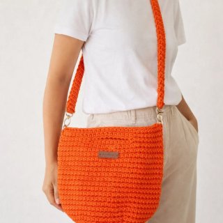 Borsa uncinetto arancione con tracolla