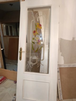 Puerta cristal tallado flores