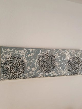 Cuadro Decoración Flores Metal Piedra